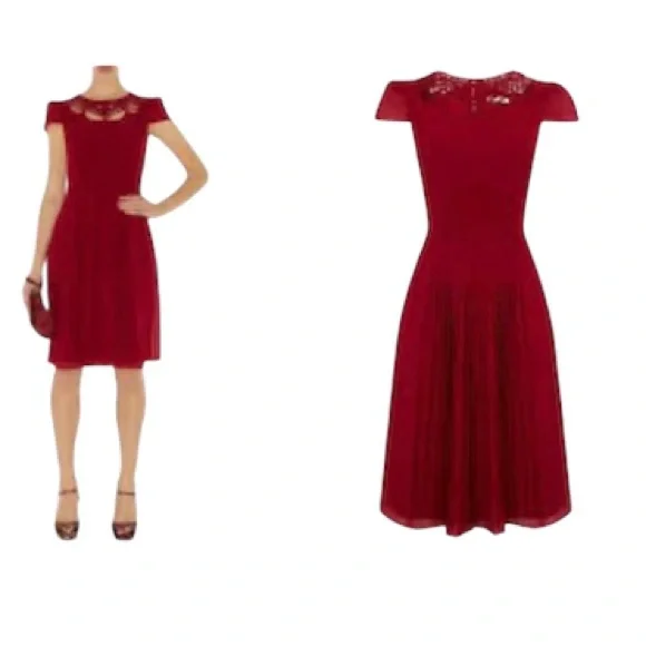 sachin and babi light blue dress KAREN MILLEN RED CHANTILLY RUFFLE DRESS, size 16 (but like a small 14) -  lovely £50.00 main image 0